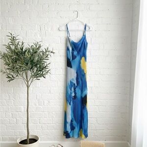 Blue and Yellow Maxi Dress
